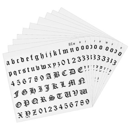 Fitaylor™ 40 Sheets Alphabet & Number Temporary Tattoos – Gothic Black Letters for Adults
