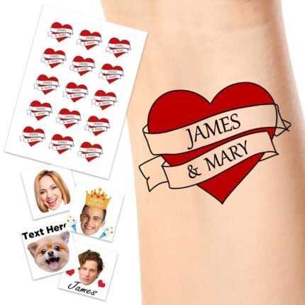 Fitaylor™ Personalized Face Temporary Tattoos – 1 Pack (3 Sets of 60 Pcs) for Birthday, Wedding, or Bachelorette Party