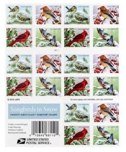 2018 US First-Class Forever Stamp – Birds in Winter First-Class Postage USPS Forever Stamps 100pcs/Pack (20PCS/Booklet)